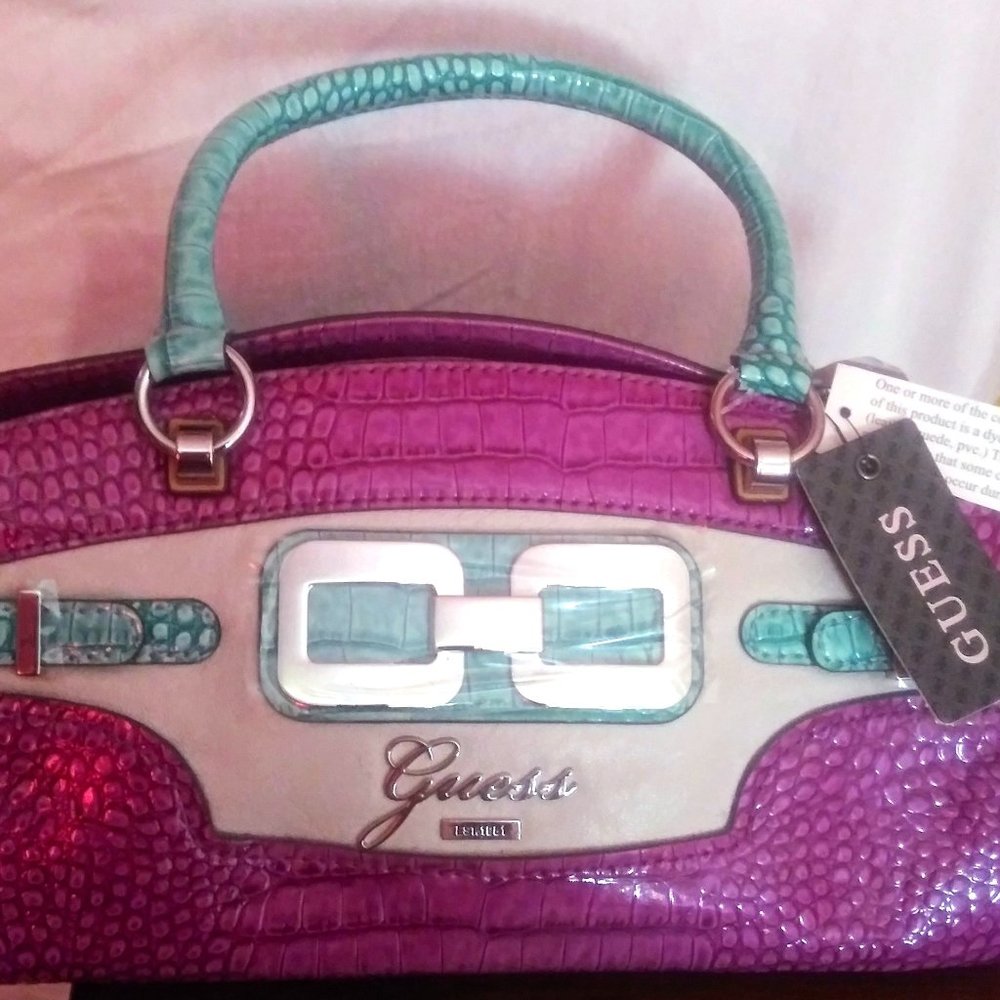 Guess Violet Mint White Medium Satchel